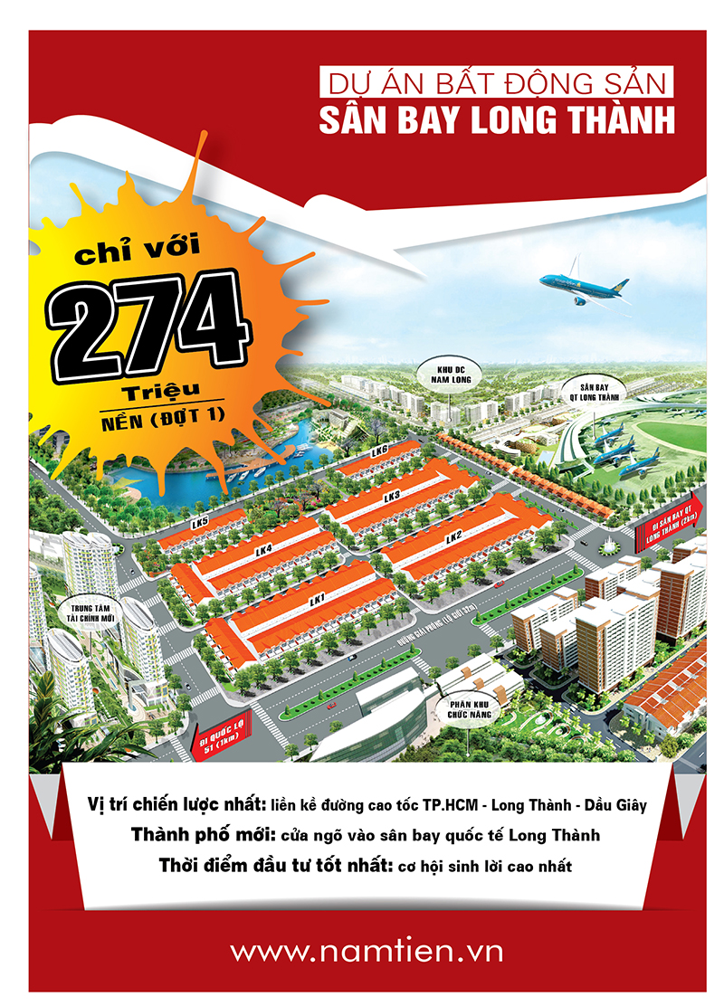 Sở hữu đất nền tốt Long Thành chỉ 4,5 triệu/m2, đã có VAT và sổ hồng