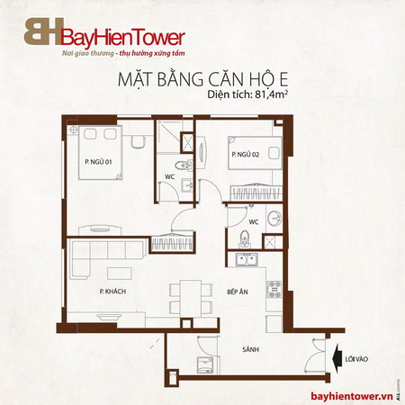 Căn hộ cao cấp Bảy Hiền Tower 70m2, 2 phòng ngủ, giá chỉ 18 triệu/m2