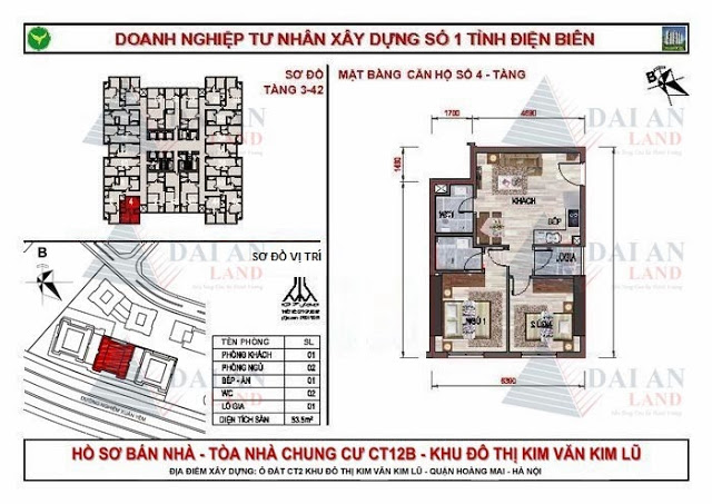 Tôi cần bán căn hộ 53.5m Kim Văn Kim Lũ