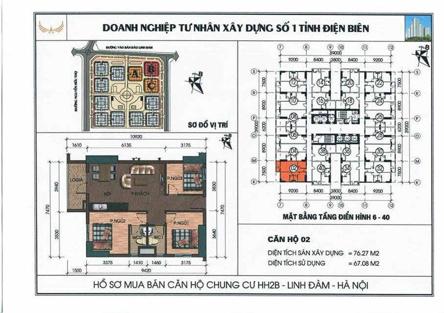 Bán gấp căn 602 chung cư hh2b linh đàm